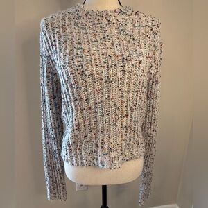 Harper Wren colorful sweater crochet knit ribbed fuzzy SZ SM